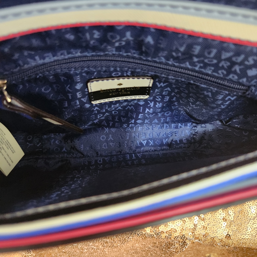 Kate Spade Blue, White and Red Stripes Flap Crossbody Bag - Picture 5 of 9